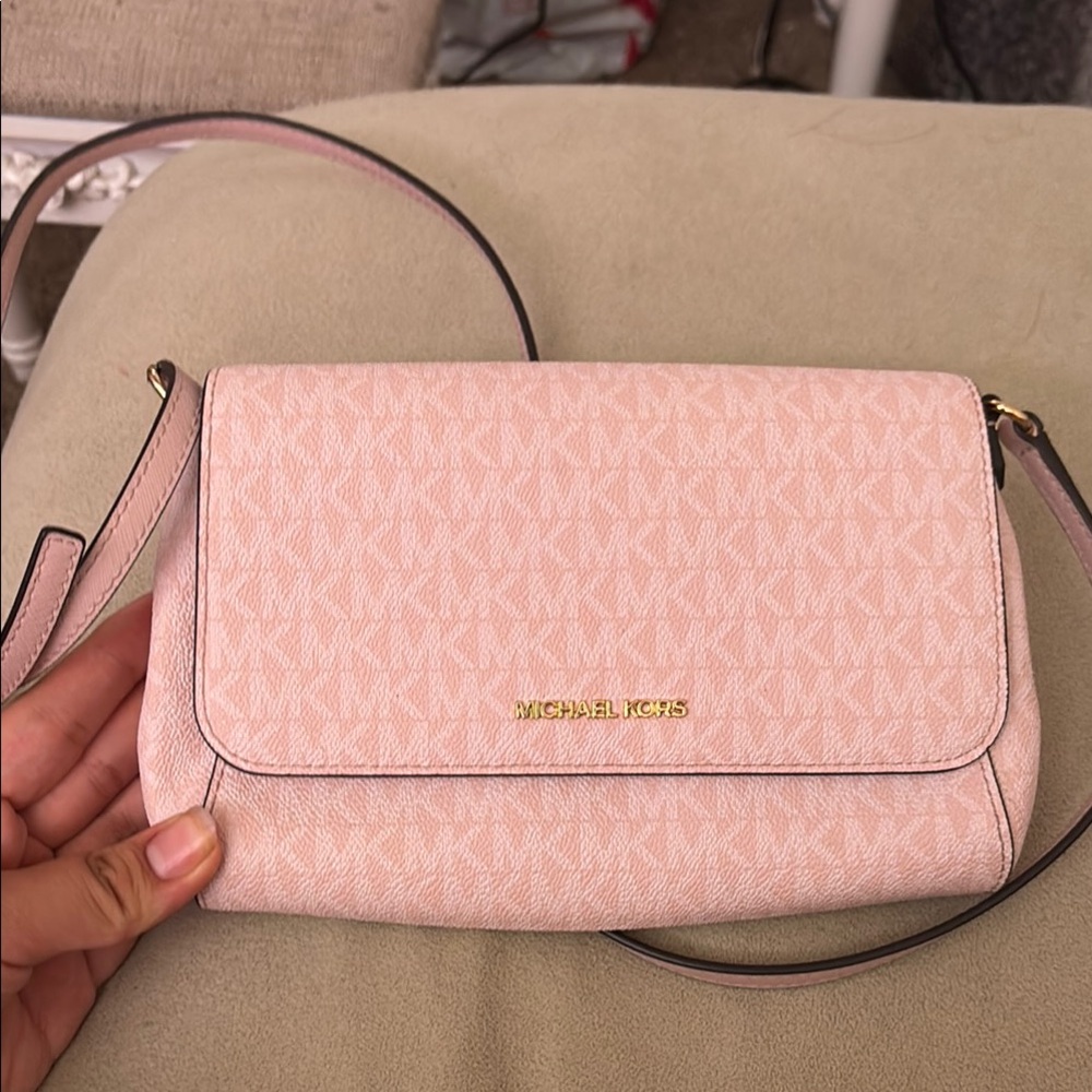 Michael Kors Pink Textured Crossbody Bag